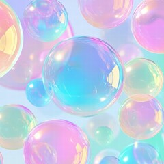 Poster - Colorful soap bubbles create a vibrant repeating pattern on a bright background. Generative AI