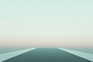 Aufkleber - Endless pathway under soft pastel sky at dawn creates tranquil atmosphere for contemplation and reflection. Generative AI