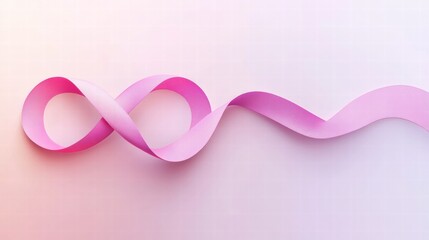Leinwandbilder - Colorful pink ribbon arranged creatively on a smooth surface in soft lighting. Generative AI