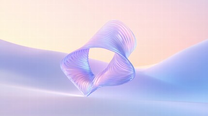 Poster - Glowing DNA helix suspended in a futuristic landscape with soft pastel colors and ethereal design. Generative AI