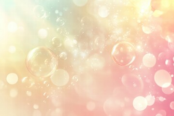 Fototapete - Bubbles drifting through soft colors in a dreamy and whimsical background setting. Generative AI