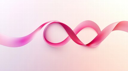 Poster - Colorful pink ribbon swirls gracefully on a soft background creating a dynamic visual composition. Generative AI