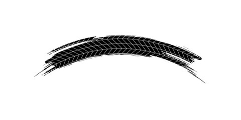 Fototapete - Auto tire tread grunge element. Car and motorcycle tire pattern, wheel tyre tread track. Black tyre print.