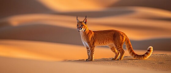 Poster - Caracal in desert sunset, dunes background. Wildlife photography (1)