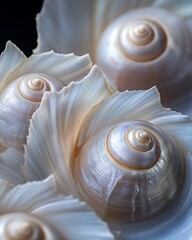 Canvas Print - Close-up shells, spiral pattern, ocean, nature, still life, texture, background, decor