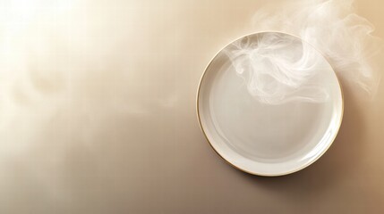 Leinwandbilder - Smoky dish resting on a light background, showcasing culinary presentation and warmth in the dining setting. Generative AI