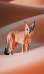 Poster - Desert Caracal Kitten, Dunes, Wildlife, Sunrise