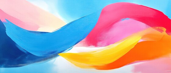 Wall Mural - Abstract colorful waves in light blue and pastel hues for creative use.