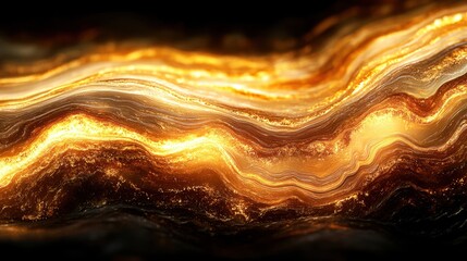 Wall Mural - Abstract golden waves on a dark background, perfect for modern designs.