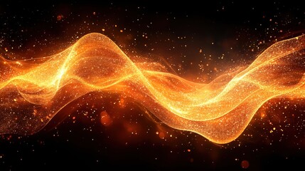 Wall Mural - Abstract digital waves in orange tones on a dark background.