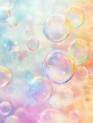 Fototapete - Colorful soap bubbles create a captivating repeating pattern in a dreamy atmosphere filled with vibrant hues. Generative AI