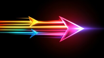 Wall Mural - dynamic neon arrows streak across a richly dark background, showcasing a variety of vibrant colors a