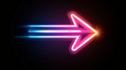 Wall Mural - a striking neon arrow streaks vibrantly across a dark backdrop, showcasing a myriad of bright colors
