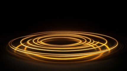 Leinwandbilder - Beautiful golden light rings create a mesmerizing pattern in a dark environment showcasing artistic abstraction. Generative AI