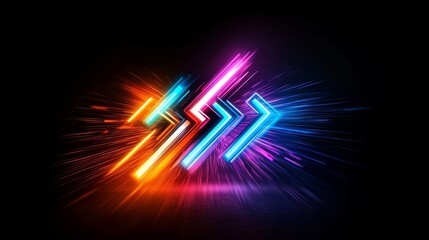 Wall Mural - dynamic neon arrows, displayed in vibrant and striking colors, create an energetic focal point on a 