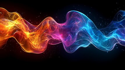 Wall Mural - abstract colorful energy wave, dark background, dynamic design, website header