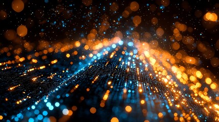 Wall Mural - abstract glowing particles, cosmic energy, dark background, futuristic design, ideal for tech