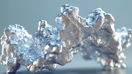 Wall Mural - Abstract silver metallic form, studio shot, smooth background, 3D render, design element