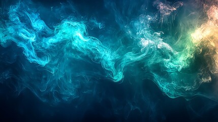 Wall Mural - Abstract swirling colorful smoke, dark background, design element