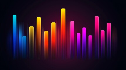 Wall Mural - Colorful audio equalizer visualization; music, sound waves, abstract background; ideal for music industry