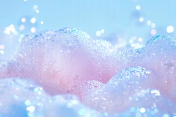 Poster - Sparkling pink bubbles create a dreamy atmosphere in a serene and relaxing setting by the water. Generative AI