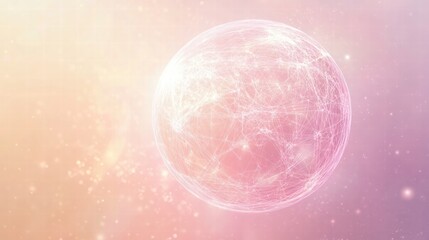 Aufkleber - Colorful abstract digital globe with network connections on soft pastel background. Generative AI