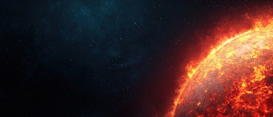 Wall Mural - Earth Layers Core Concepts. Vibrant depiction of the sun against a starry cosmic background.