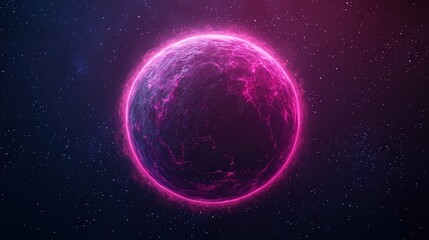 Wall Mural - Earth Layers Core Concepts. Vibrant pink planet in a cosmic space background.