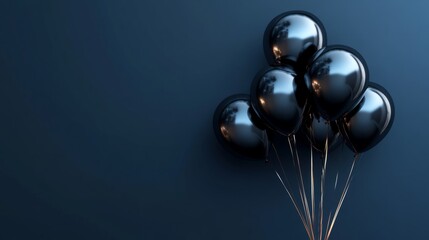Wall Mural - Dark navy blue background with shiny balloons, modern style generative ai