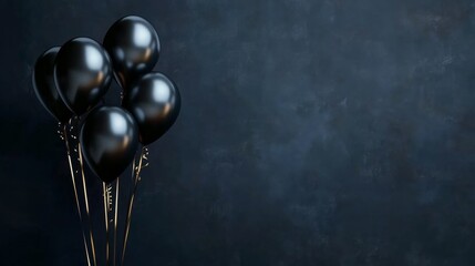 Wall Mural - Dark navy blue background with shiny balloons, modern style generative ai