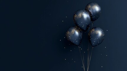 Wall Mural - Dark navy blue background with shiny balloons, modern style generative ai