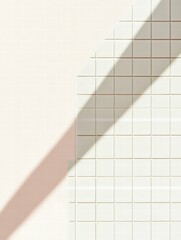 Aufkleber - Diagonal shadow cast on white tiled wall during midday light creates an intriguing visual pattern and texture. Generative AI