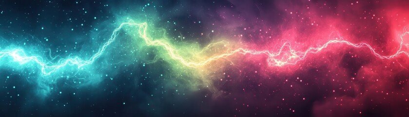 Wall Mural - vibrant abstract energy wave with colorful electric currents and cosmic background