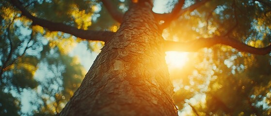 Sticker - Sunlit tree trunk, park, nature, summer