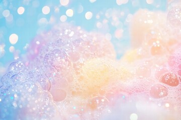 Fototapete - Colorful soap bubbles create a dreamy atmosphere in a bright and vibrant setting. Generative AI