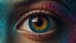 © Adeel - A creative arrangement of a blue human eye in a vivid colour palette with a digital glitch effect