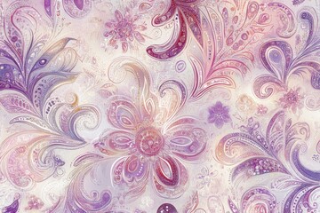 Poster - Intricate floral design with swirling patterns and vibrant pink accents created on a textured background suitable for artistic creations