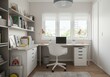 © Owen Helai - white colorfull Study Room design Vintage Muji decor