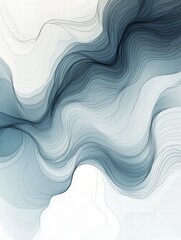 Leinwandbilder - Fluid abstract design with smooth wavy lines in shades of blue and gray on a light background evokes a sense of calm and tranquility. Generative AI