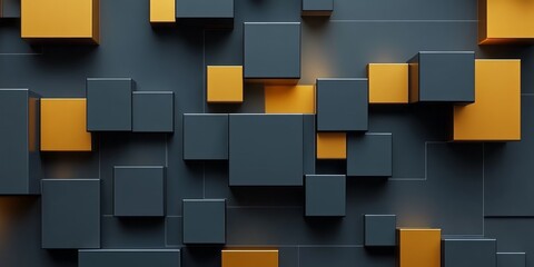 Arrangement of gray and yellow cubes in a grid pattern