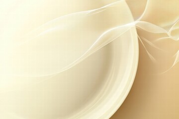 Poster - Soft flowing fabric draped over a pale plate with an elegant background in a warm tone. Generative AI