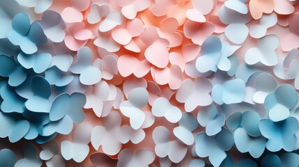 Leinwandbilder - Colorful arrangement of butterfly-shaped paper cutouts in soft pastel colors creating a whimsical background for decor or craft projects