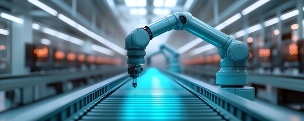 Aufkleber - Hypermodern factory with AIdriven robots assembling hightech gadgets