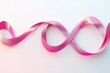 Leinwandbilder - Elegant pink ribbon twisted into a flowing shape, showcasing texture and color against a soft background. Generative AI