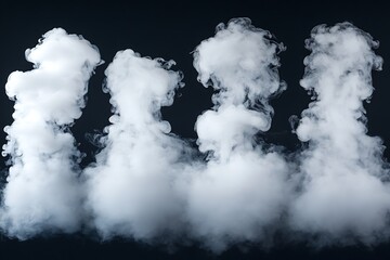Wall Mural - set of blue clouds isolated on black background. collection of clouds.