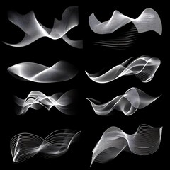 Wall Mural - smoke collection isolated on black background. smoke abstract background for design.