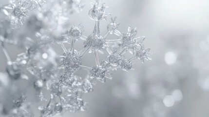 Canvas Print - Sparkling crystal flower detail shines, catching light in a white ethereal, blurred bokeh background