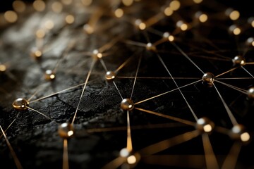 A close up of a gold colored string of beads