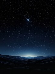 Poster - Starlit night sky over rolling hills with distant horizon under a blanket of stars. Generative AI
