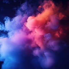 Wall Mural - Ethereal clouds of vibrant color blend seamlessly in a mesmerizing dance of light and shadow creating an abstract dreamy atmosphere with a dark background
